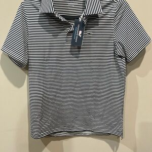 Vineyard Vines Navy and White Striped Polo